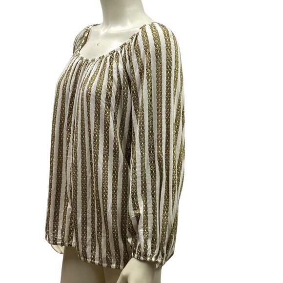 Michael Kors‎ Womens Long Sleeve Blouse Beige & Gold  XL - Picture 3 of 5